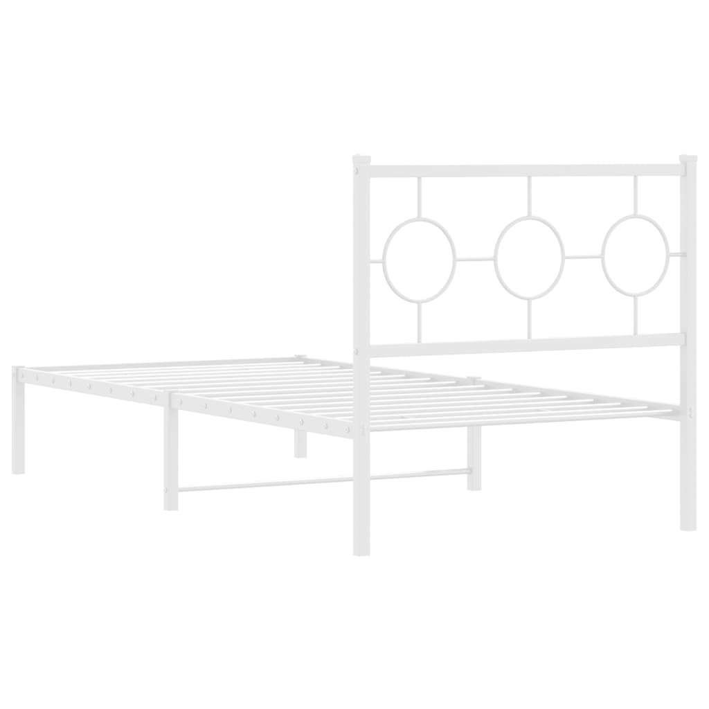 Cadre de lit métal sans matelas avec tête de lit blanc 90x200cm - XIOS