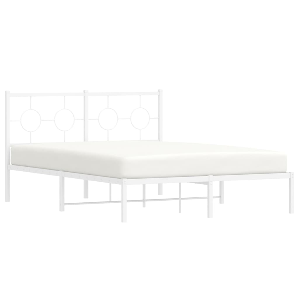 Cadre de lit métal sans matelas et tête de lit blanc 140x200 cm - XIOS