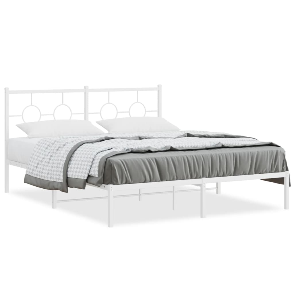 Cadre de lit métal sans matelas et tête de lit blanc 150x200 cm - XIOS