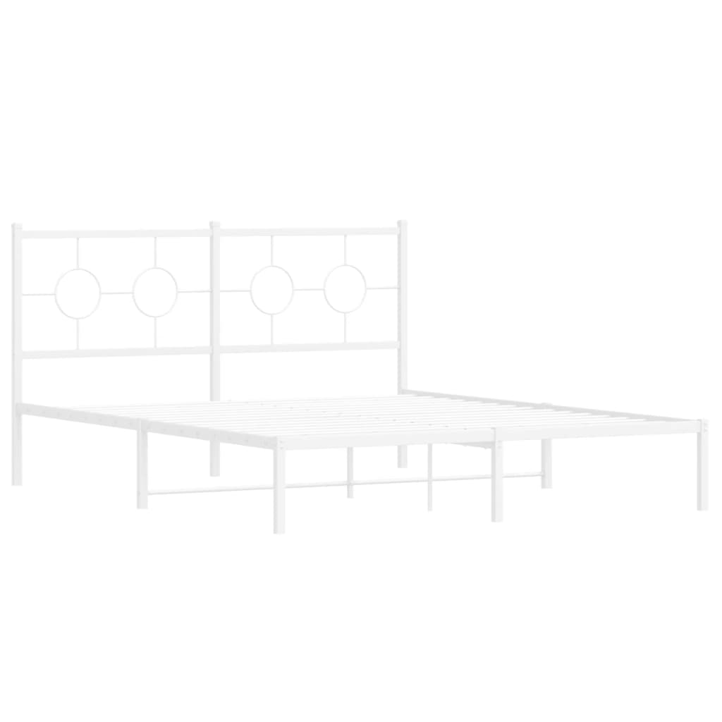 Cadre de lit métal sans matelas et tête de lit blanc 150x200 cm - XIOS