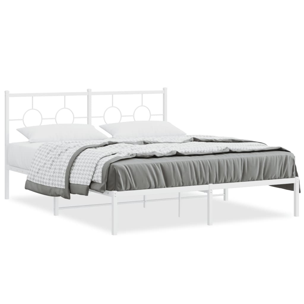 Cadre de lit métal sans matelas et tête de lit blanc 160x200 cm - XIOS