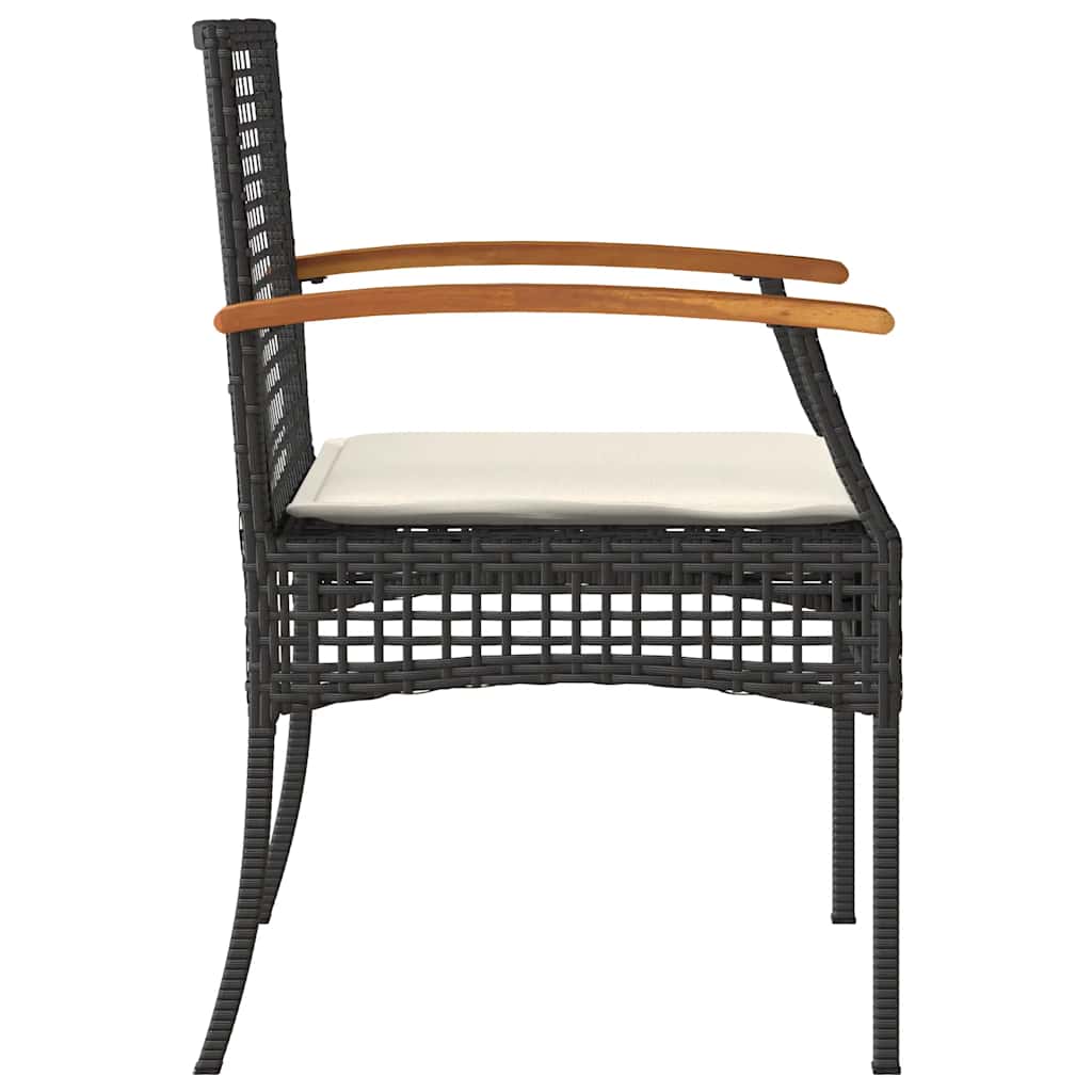 Ensemble de bistro 3 pcs et coussins noir résine tressée acacia - XIOS