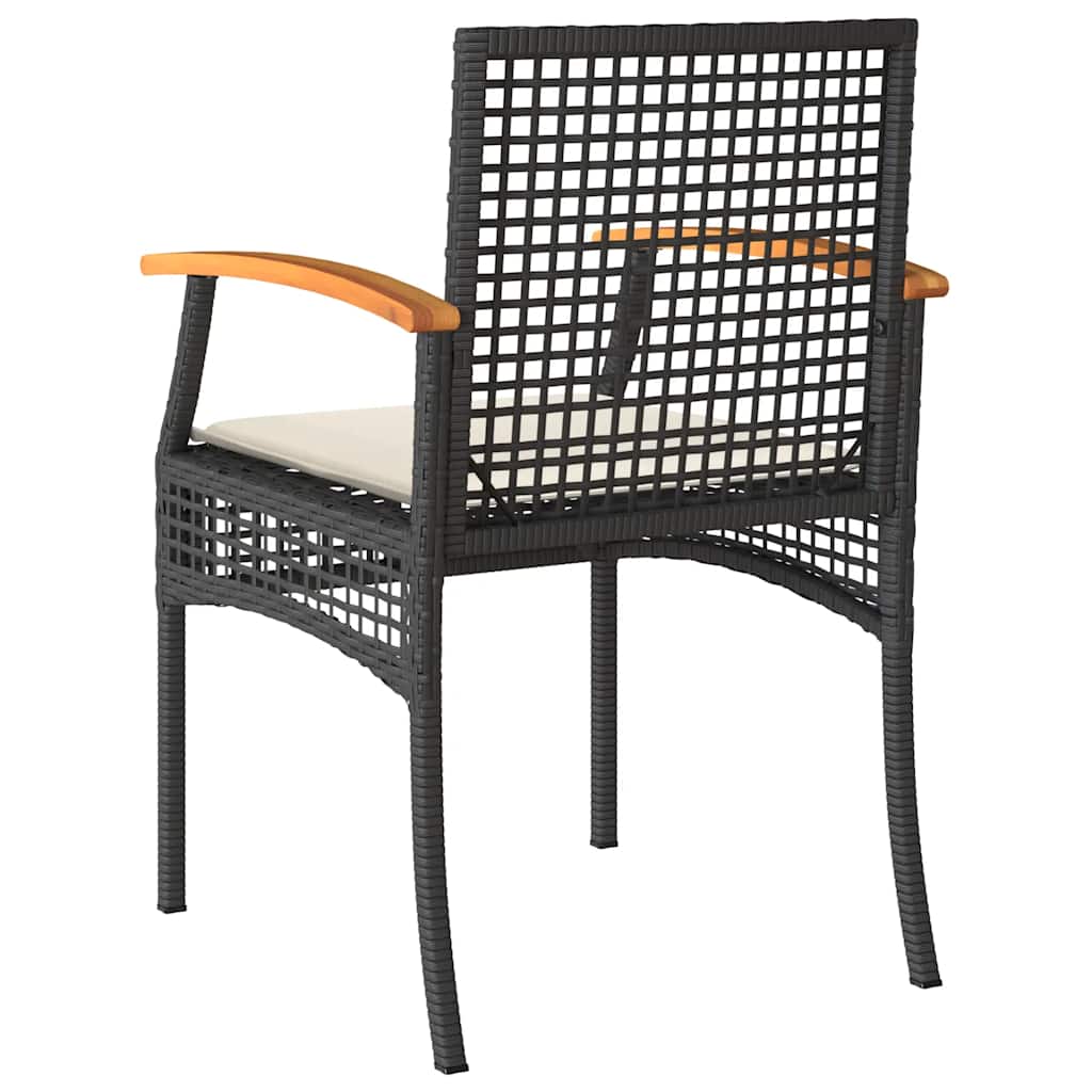 Ensemble de bistro 3 pcs et coussins noir résine tressée acacia - XIOS