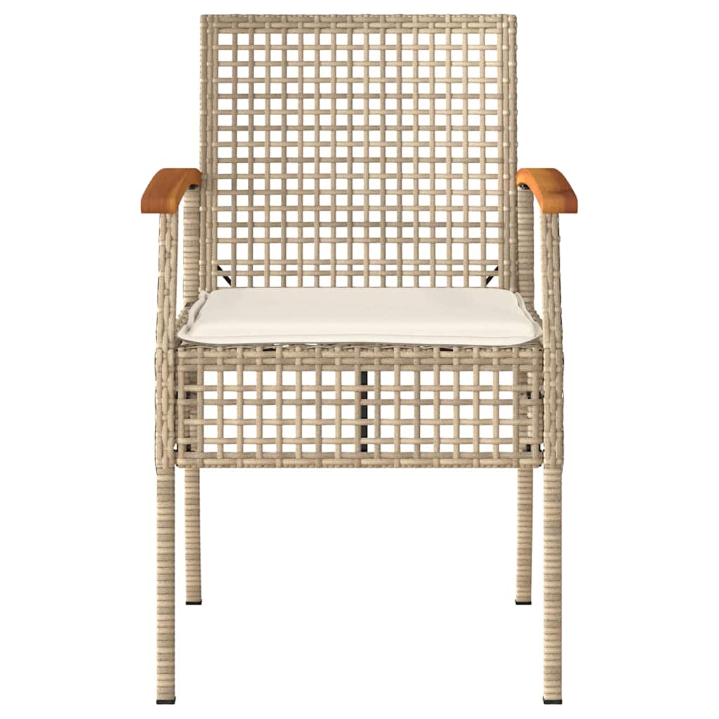 Ensemble de bistro 3 pcs coussins beige résine tressée acacia - XIOS