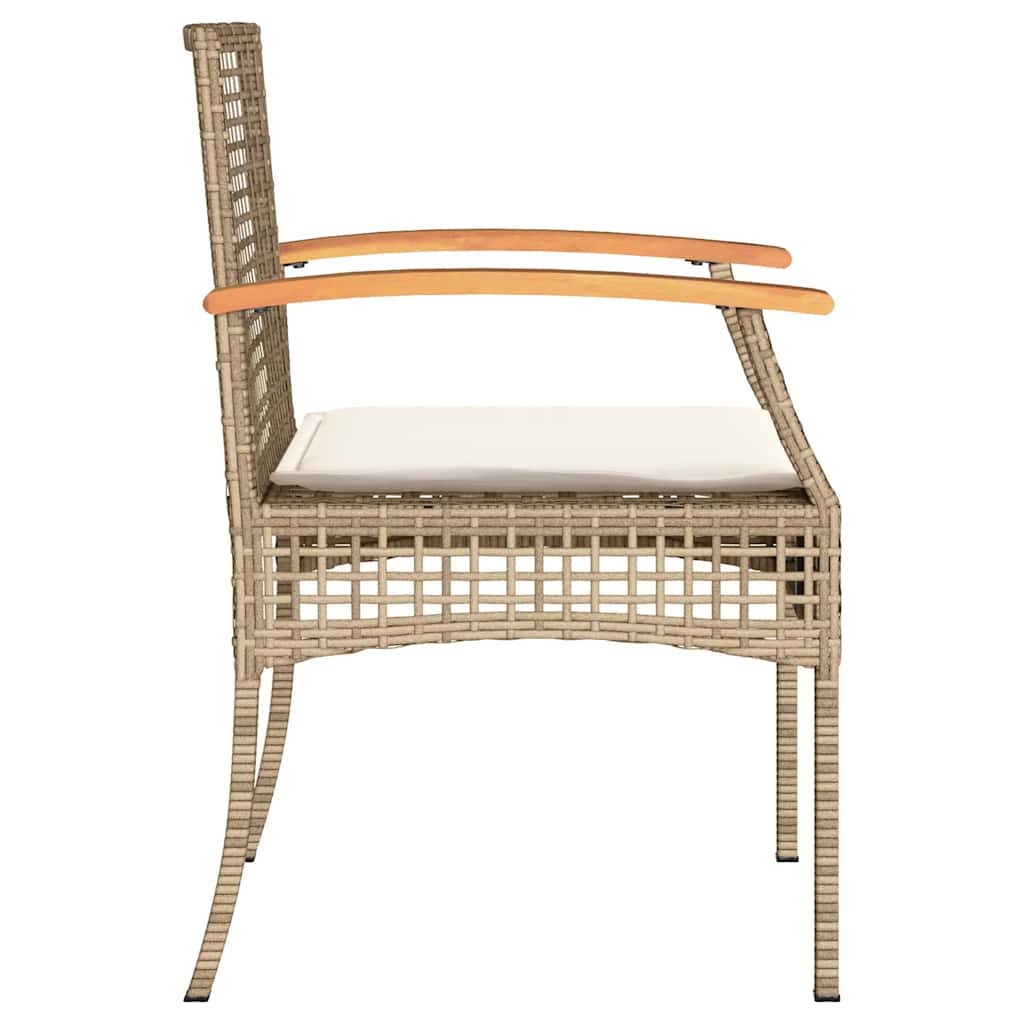 Ensemble de bistro 3 pcs coussins beige résine tressée acacia - XIOS