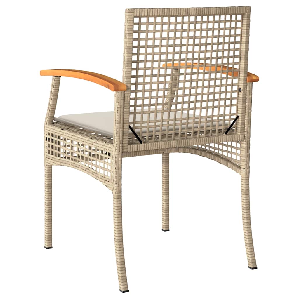 Ensemble de bistro 3 pcs coussins beige résine tressée acacia - XIOS