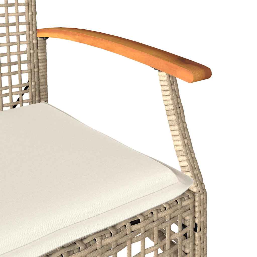 Ensemble de bistro 3 pcs coussins beige résine tressée acacia - XIOS