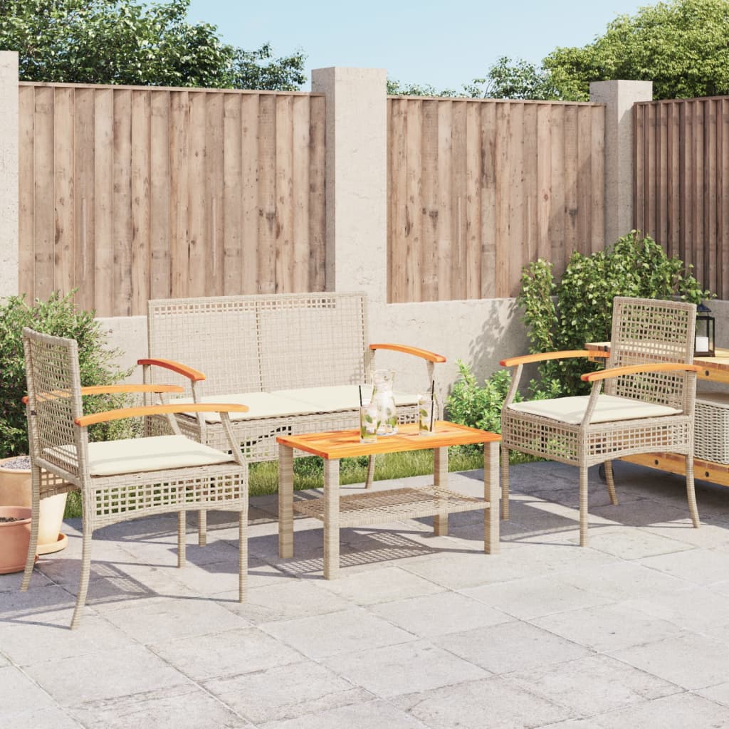 Salon de jardin avec coussins 4 pcs beige résine tressée - XIOS