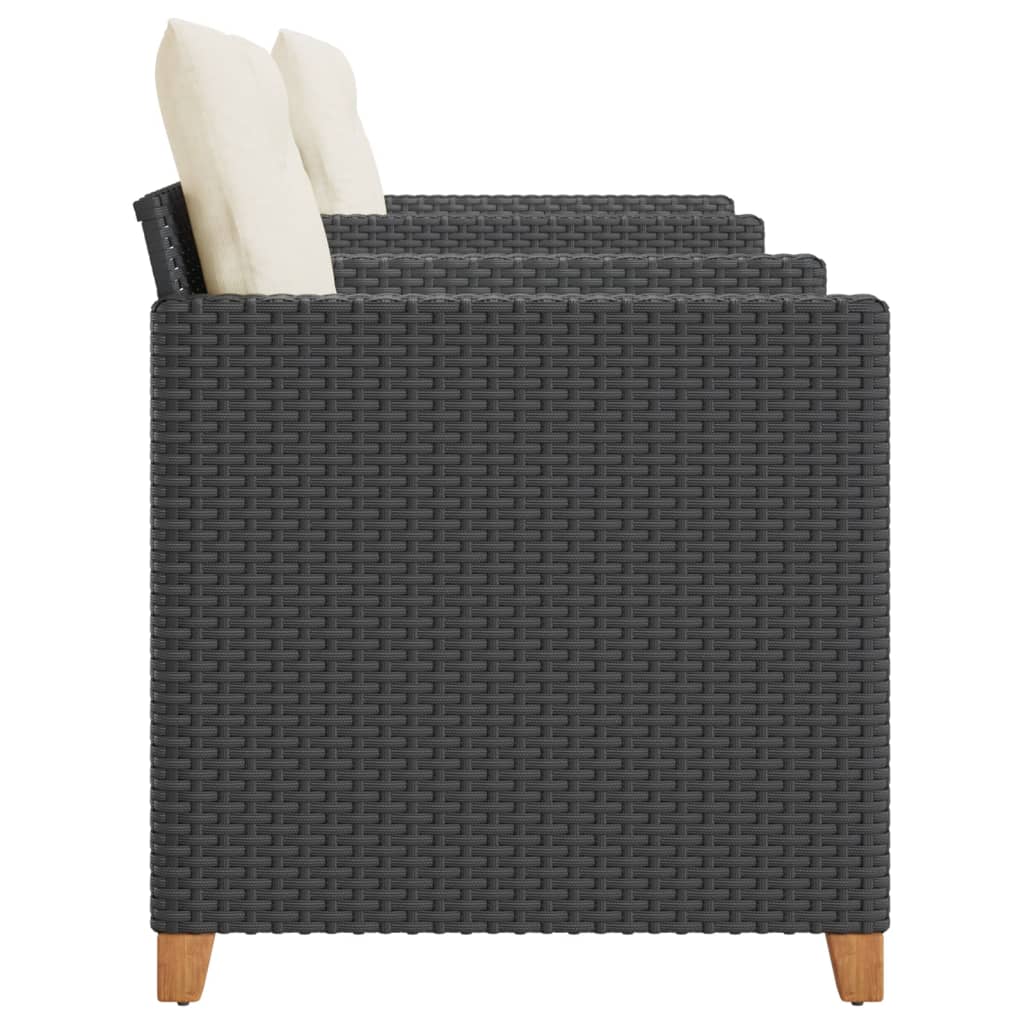 Ensemble de bistro 3 pcs et coussins noir résine tressée acacia - XIOS