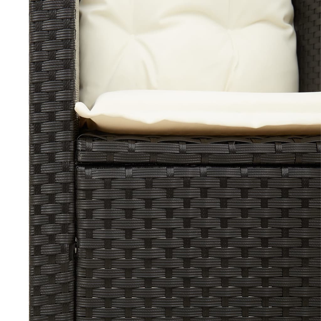 Ensemble de bistro 3 pcs et coussins noir résine tressée acacia - XIOS