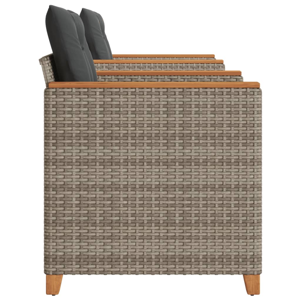 Ensemble de bistro 3 pcs et coussins gris résine tressée acacia - XIOS