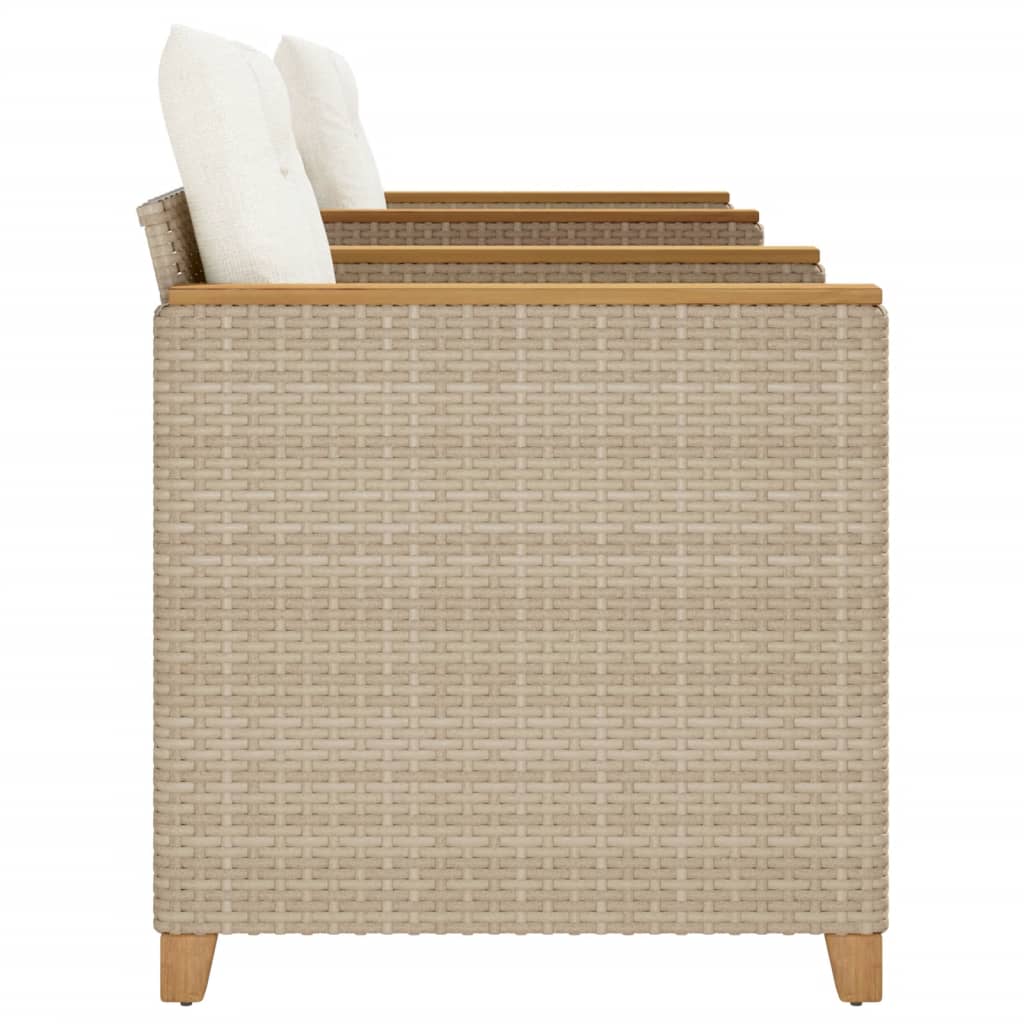 Ensemble de bistro 3 pcs coussins beige résine tressée acacia