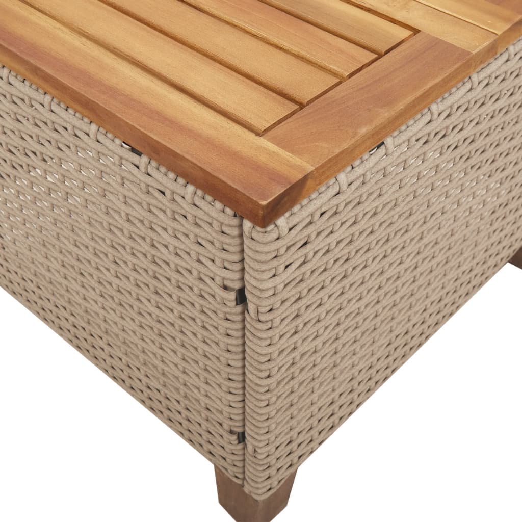 Ensemble de bistro 3 pcs coussins beige résine tressée acacia