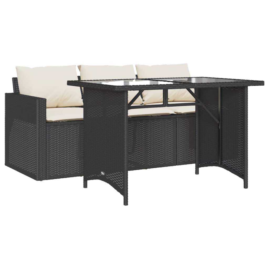 Ensemble à manger de jardin coussins 2pcs noir résine tressée - XIOS