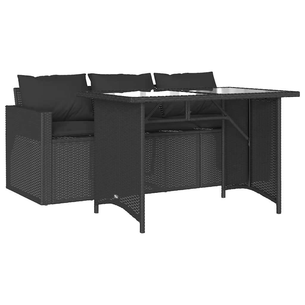 Ensemble à manger de jardin coussins 2pcs noir résine tressée - XIOS