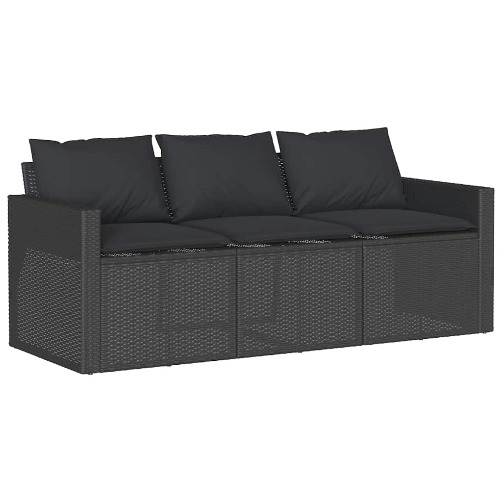 Ensemble à manger de jardin coussins 2pcs noir résine tressée - XIOS