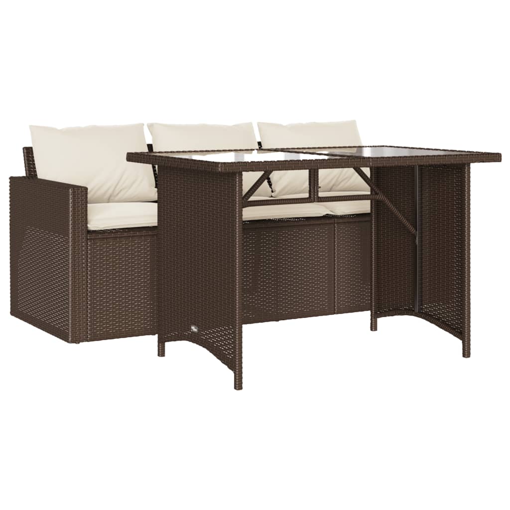 Ensemble à manger de jardin avec coussins 2 pcs marron rotin - XIOS