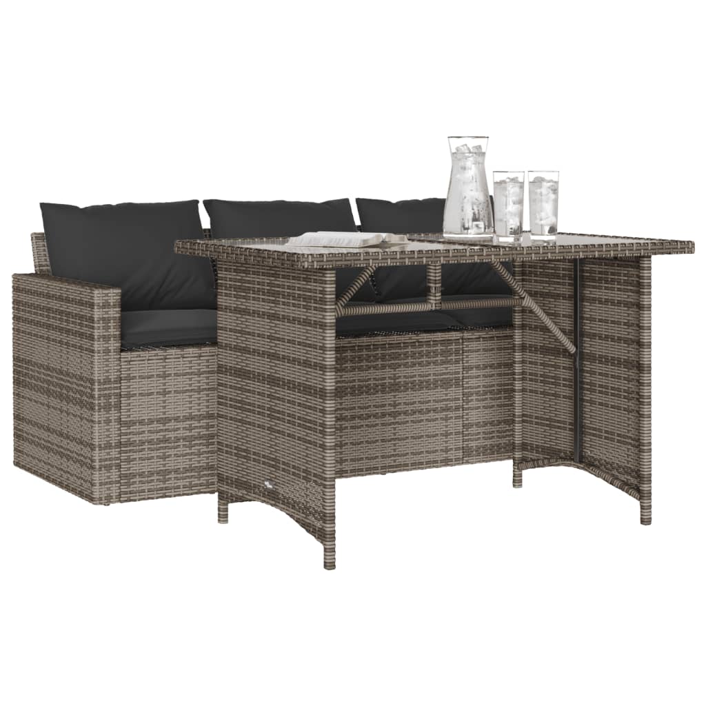 Ensemble à manger de jardin et coussins 2 pcs gris rotin - XIOS