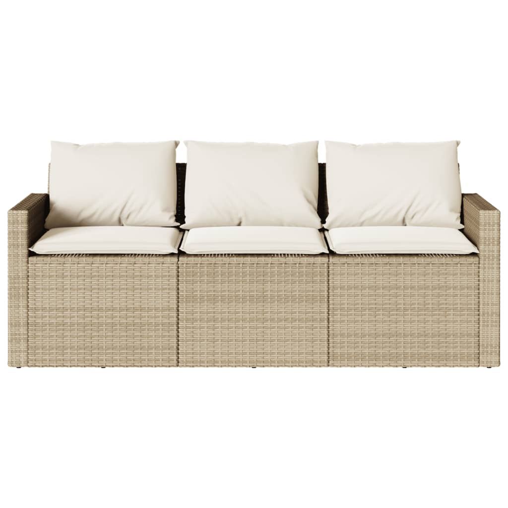 Ensemble à manger de jardin et coussins 2 pcs beige poly rotin - XIOS
