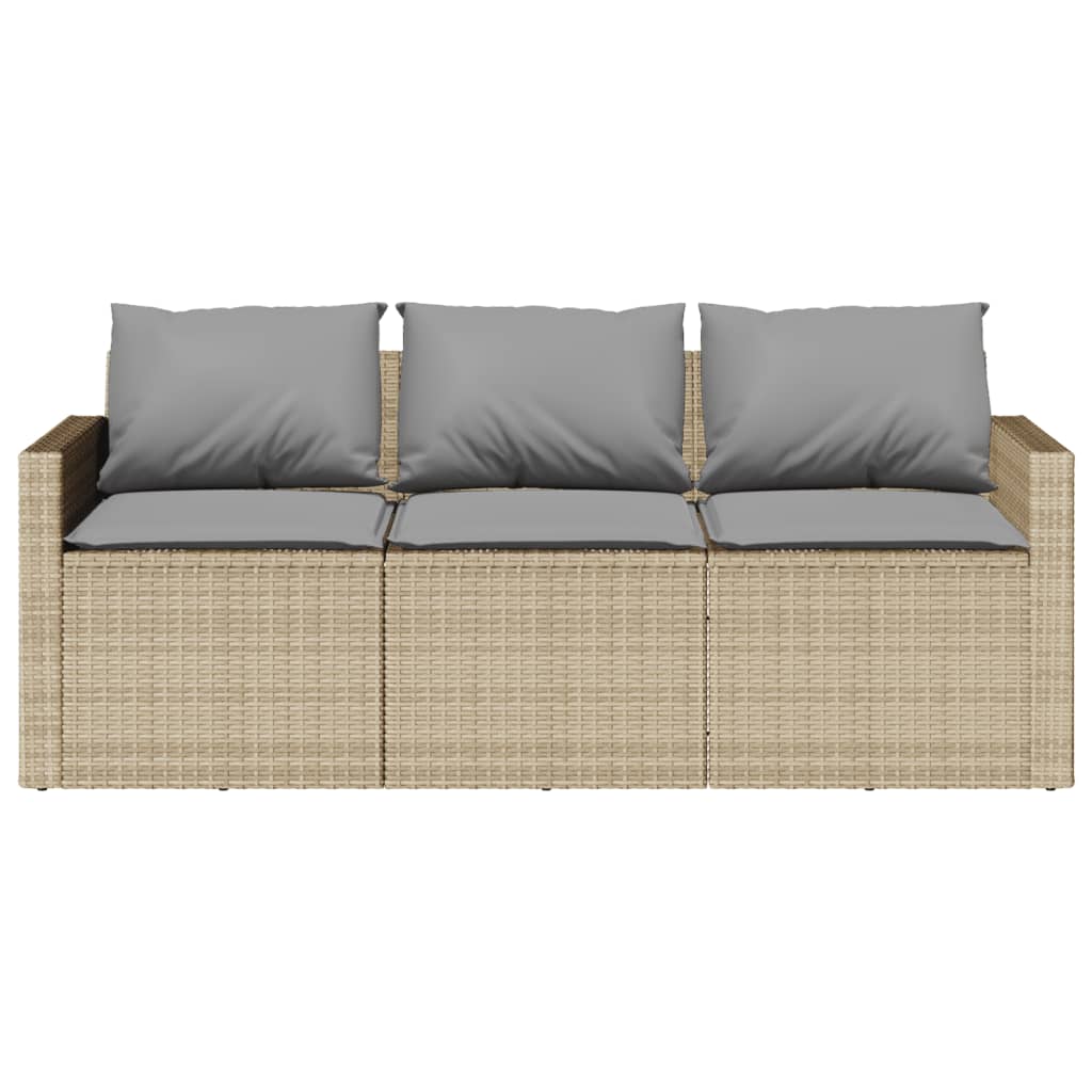 Ensemble à manger de jardin et coussins 2 pcs beige poly rotin - XIOS