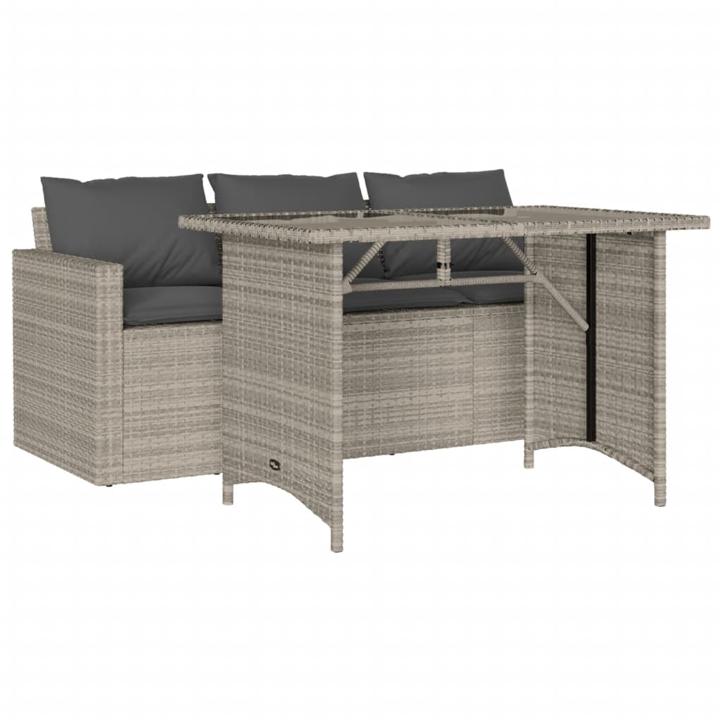Ensemble à manger de jardin et coussins 2 pcs gris clair rotin - XIOS