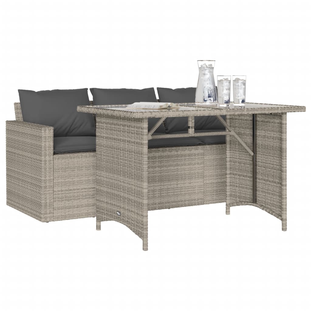 Ensemble à manger de jardin et coussins 2 pcs gris clair rotin - XIOS