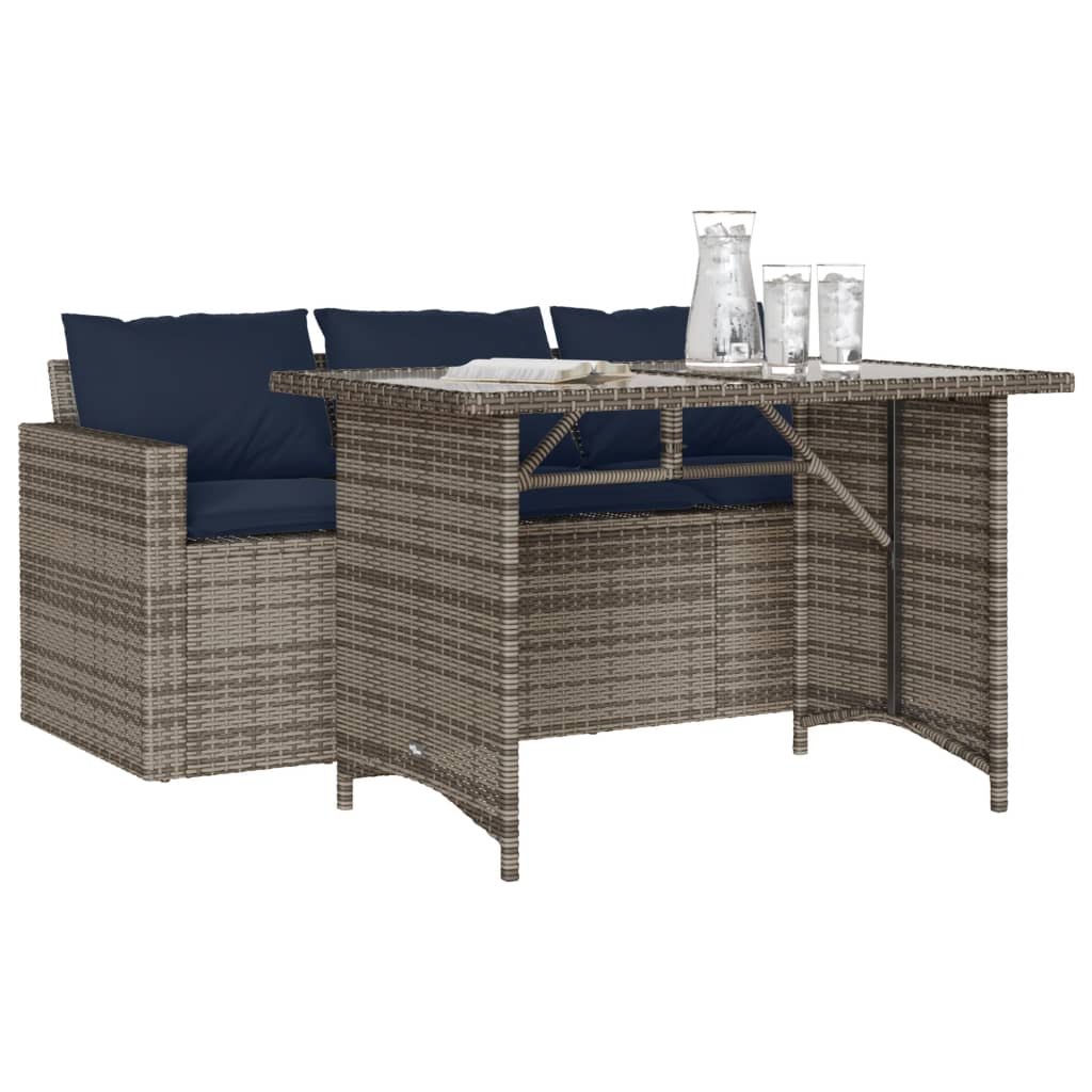 Ensemble à manger de jardin et coussins 2 pcs gris rotin - XIOS