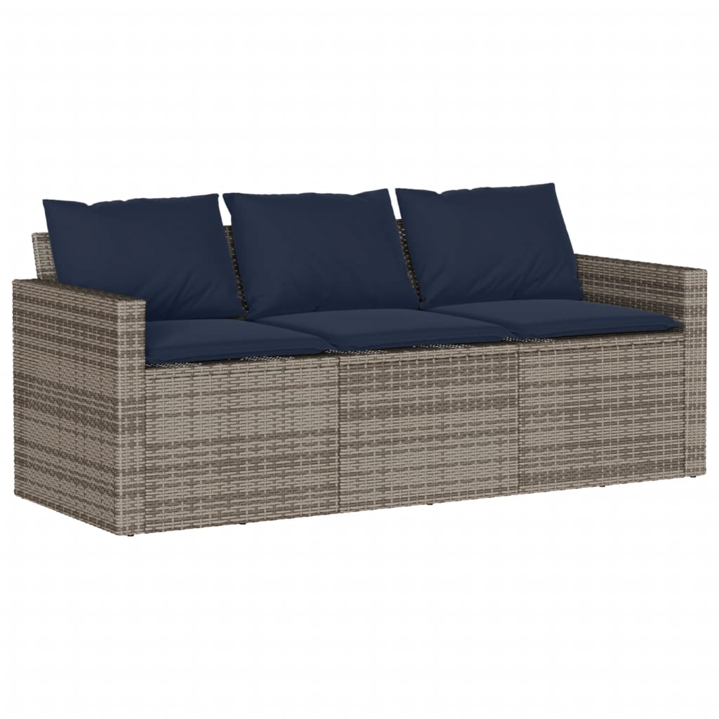 Ensemble à manger de jardin et coussins 2 pcs gris rotin - XIOS