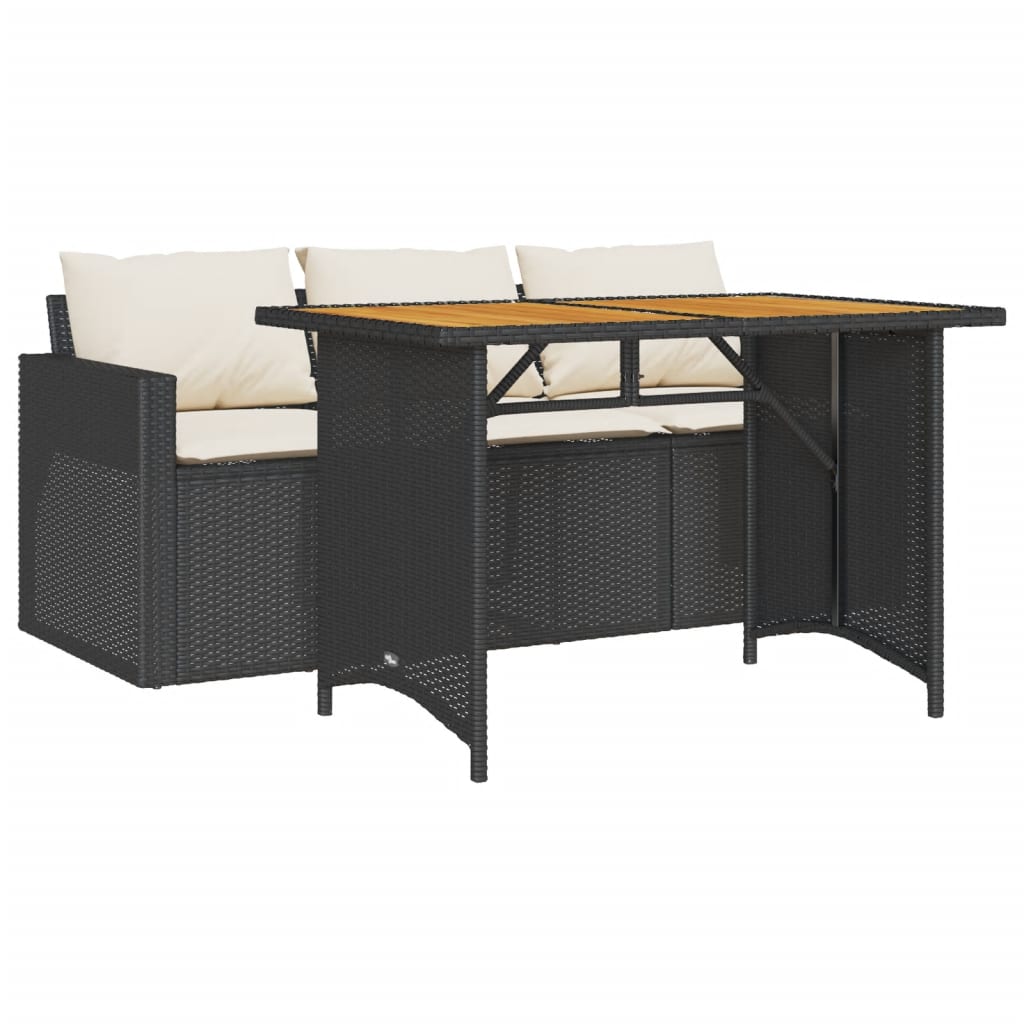 Ensemble à manger de jardin coussins 2pcs noir résine tressée - XIOS