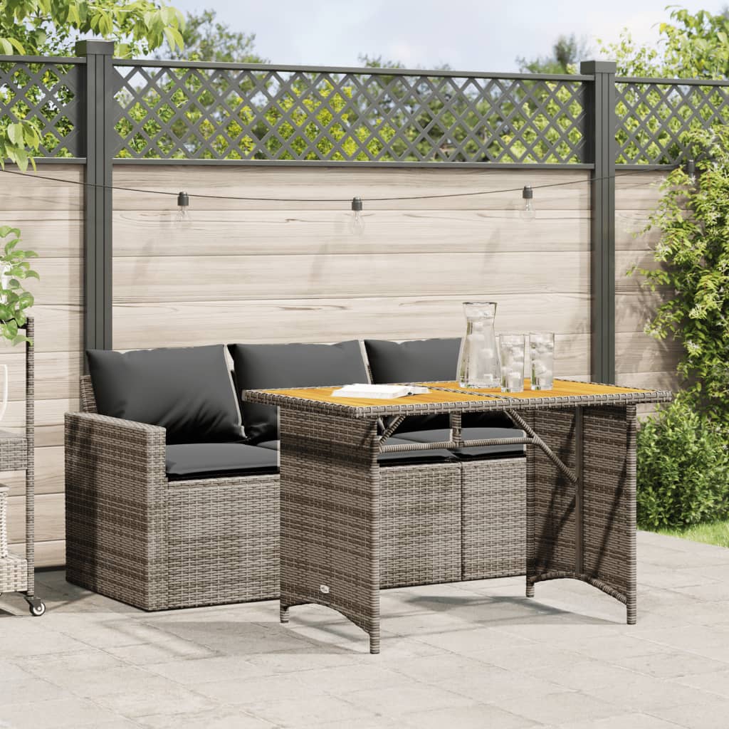 Ensemble à manger de jardin et coussins 2 pcs gris rotin - XIOS