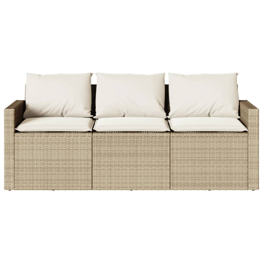Ensemble à manger de jardin et coussins 2 pcs beige poly rotin - XIOS