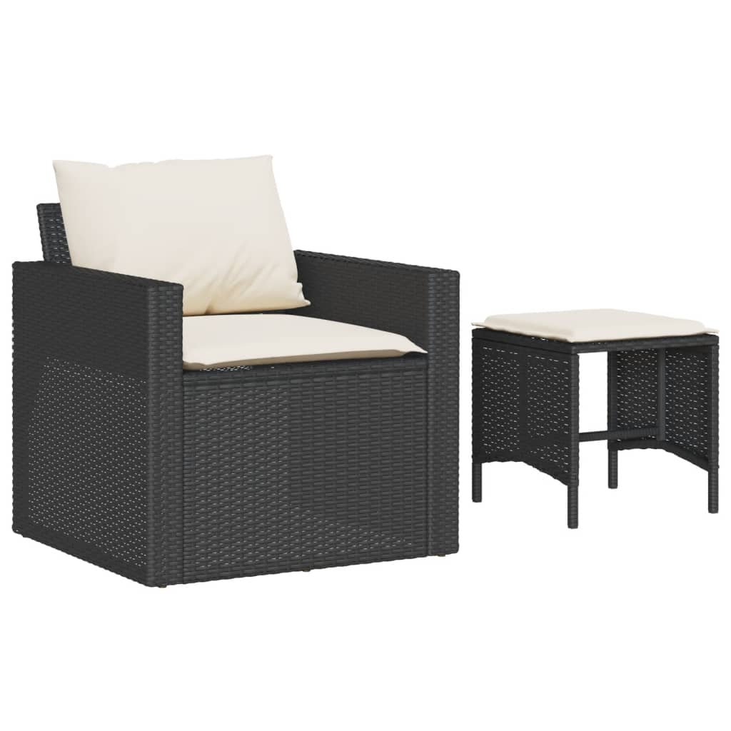 Salon de jardin 4 pcs avec coussins noir résine tressée - XIOS