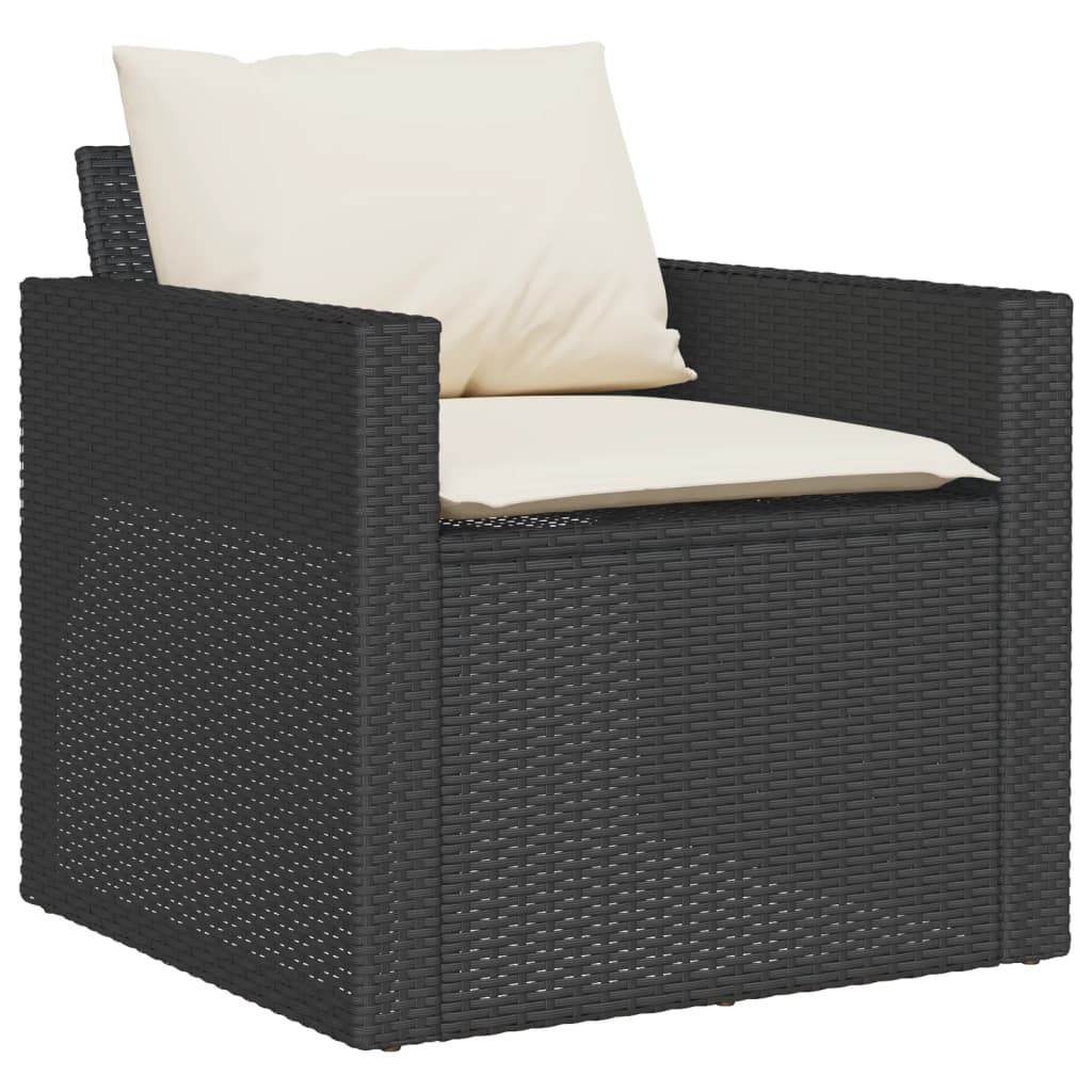Salon de jardin 4 pcs avec coussins noir résine tressée - XIOS