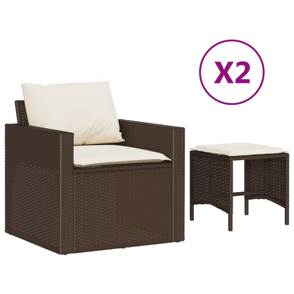Salon de jardin 4 pcs avec coussins marron résine tressée - XIOS