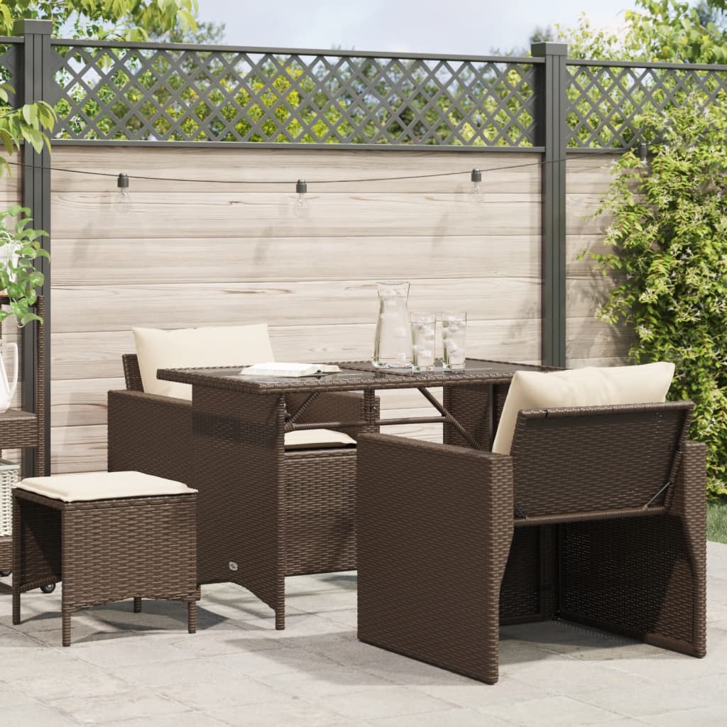 Salon de jardin 4 pcs avec coussins marron résine tressée - XIOS