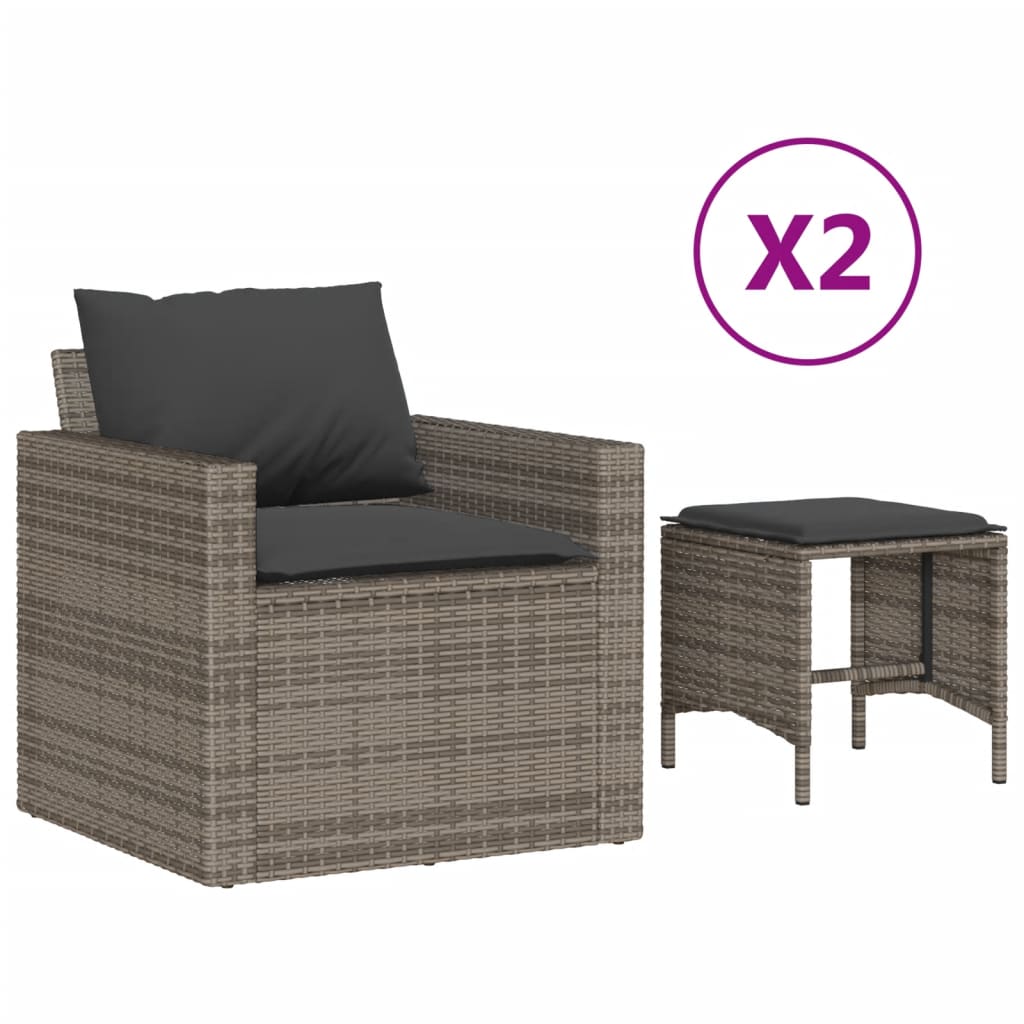 Salon de jardin 4 pcs avec coussins gris résine tressée - XIOS