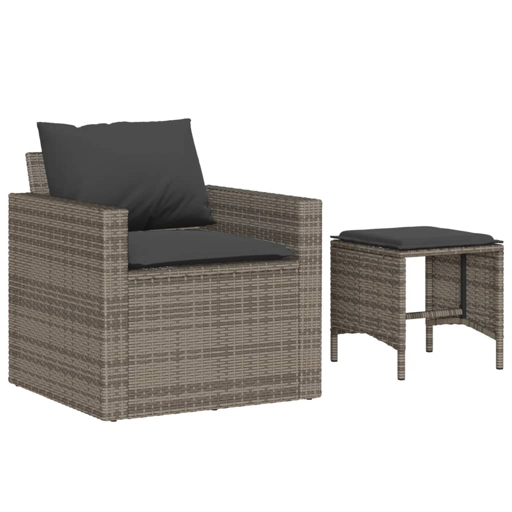 Salon de jardin 4 pcs avec coussins gris résine tressée - XIOS
