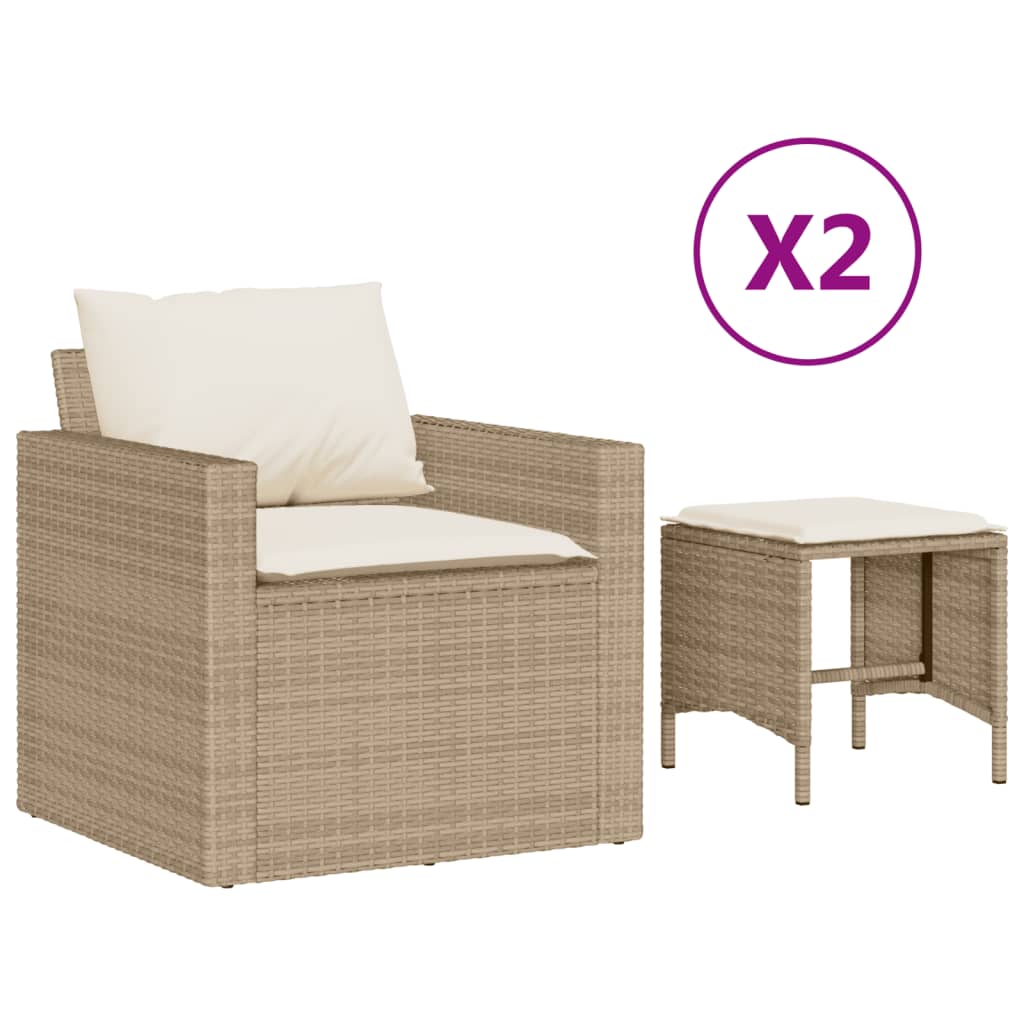 Salon de jardin avec coussins 4 pcs beige résine tressée - XIOS