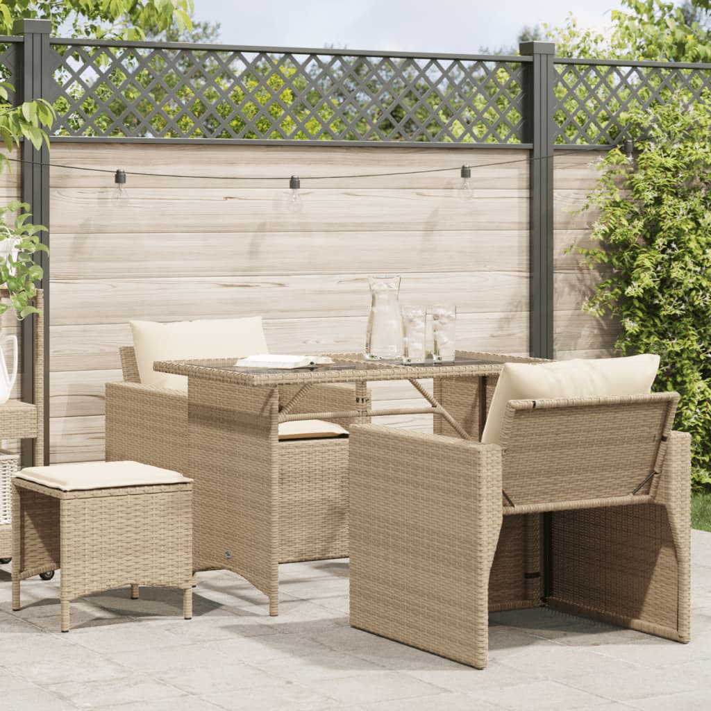 Salon de jardin avec coussins 4 pcs beige résine tressée - XIOS