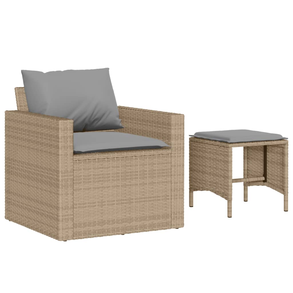 Salon de jardin avec coussins 4 pcs beige résine tressée - XIOS