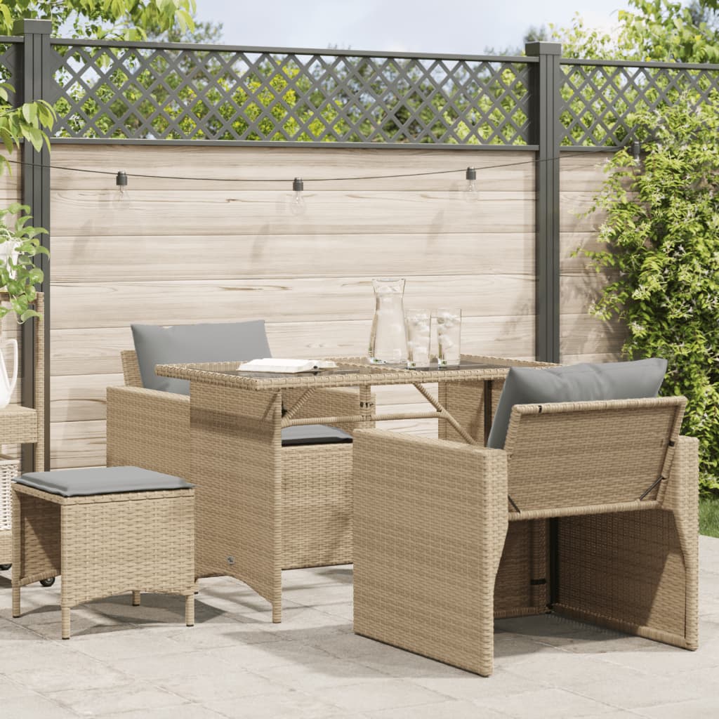 Salon de jardin avec coussins 4 pcs beige résine tressée - XIOS