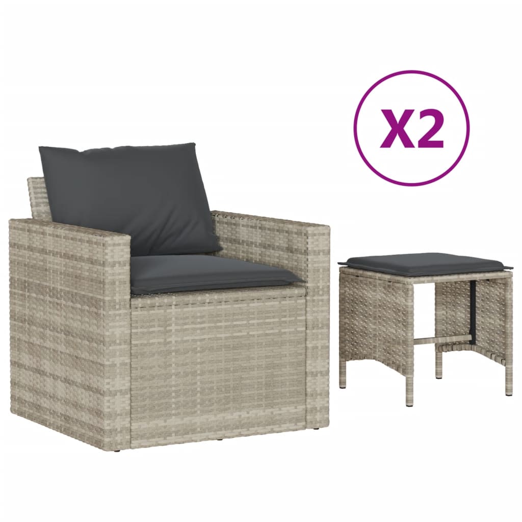 Salon de jardin 4 pcs avec coussins gris clair résine tressée - XIOS