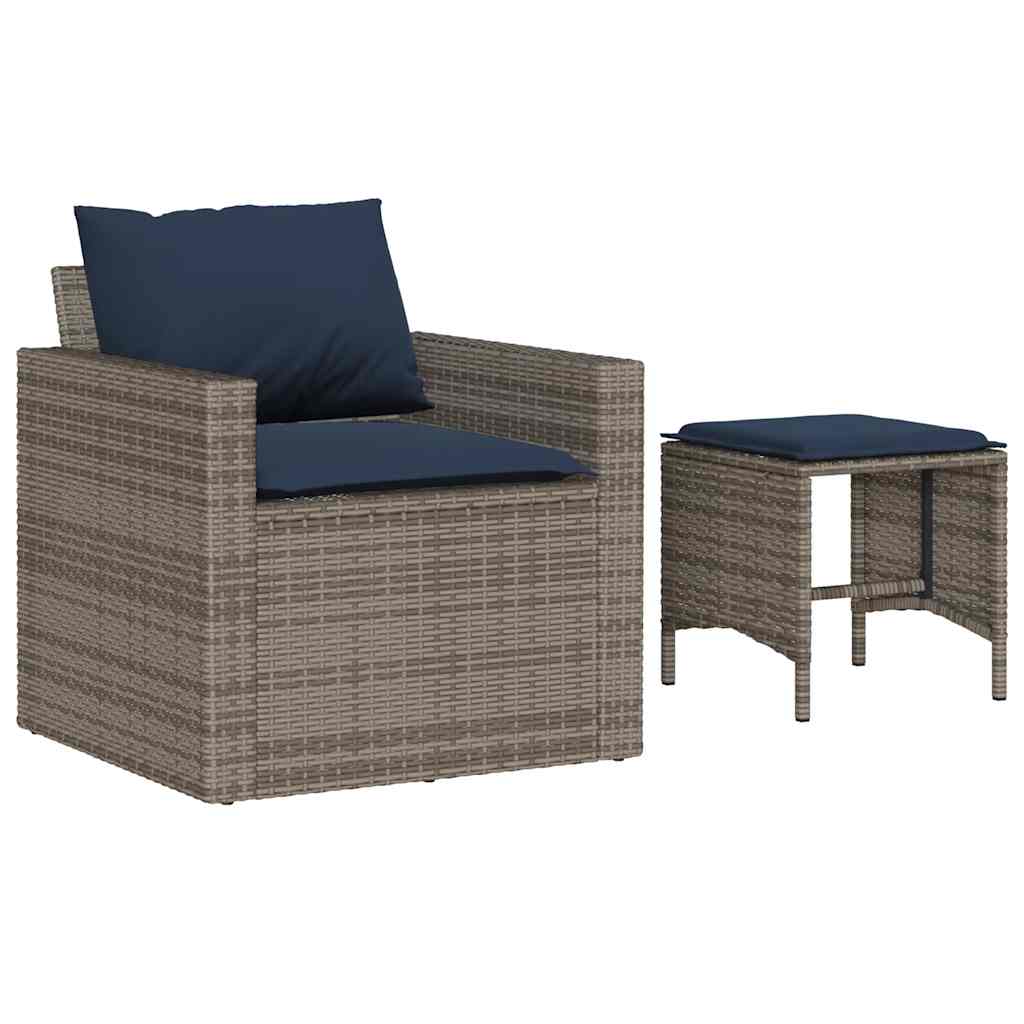 Salon de jardin 4 pcs avec coussins gris résine tressée - XIOS