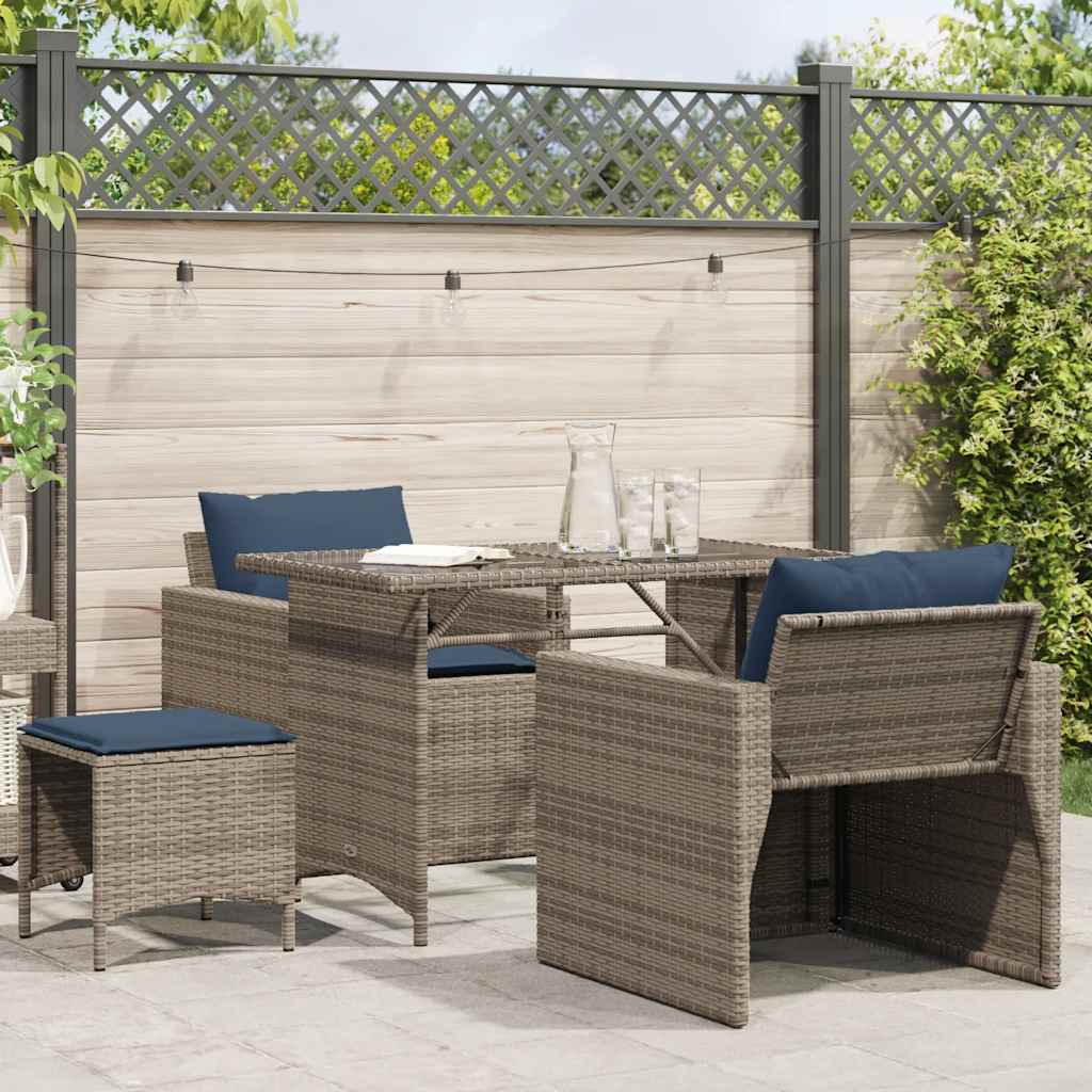 Salon de jardin 4 pcs avec coussins gris résine tressée - XIOS