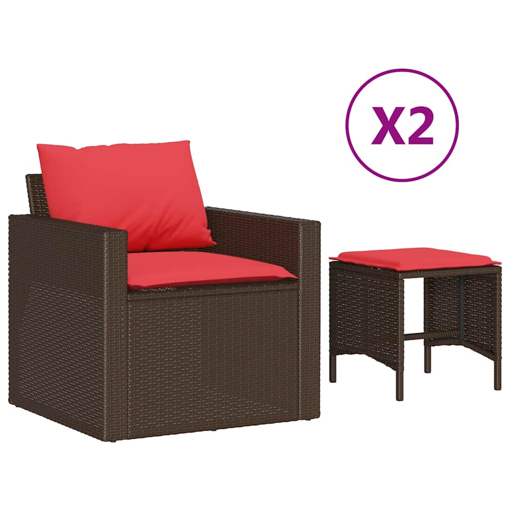 Salon de jardin 4 pcs avec coussins marron résine tressée - XIOS