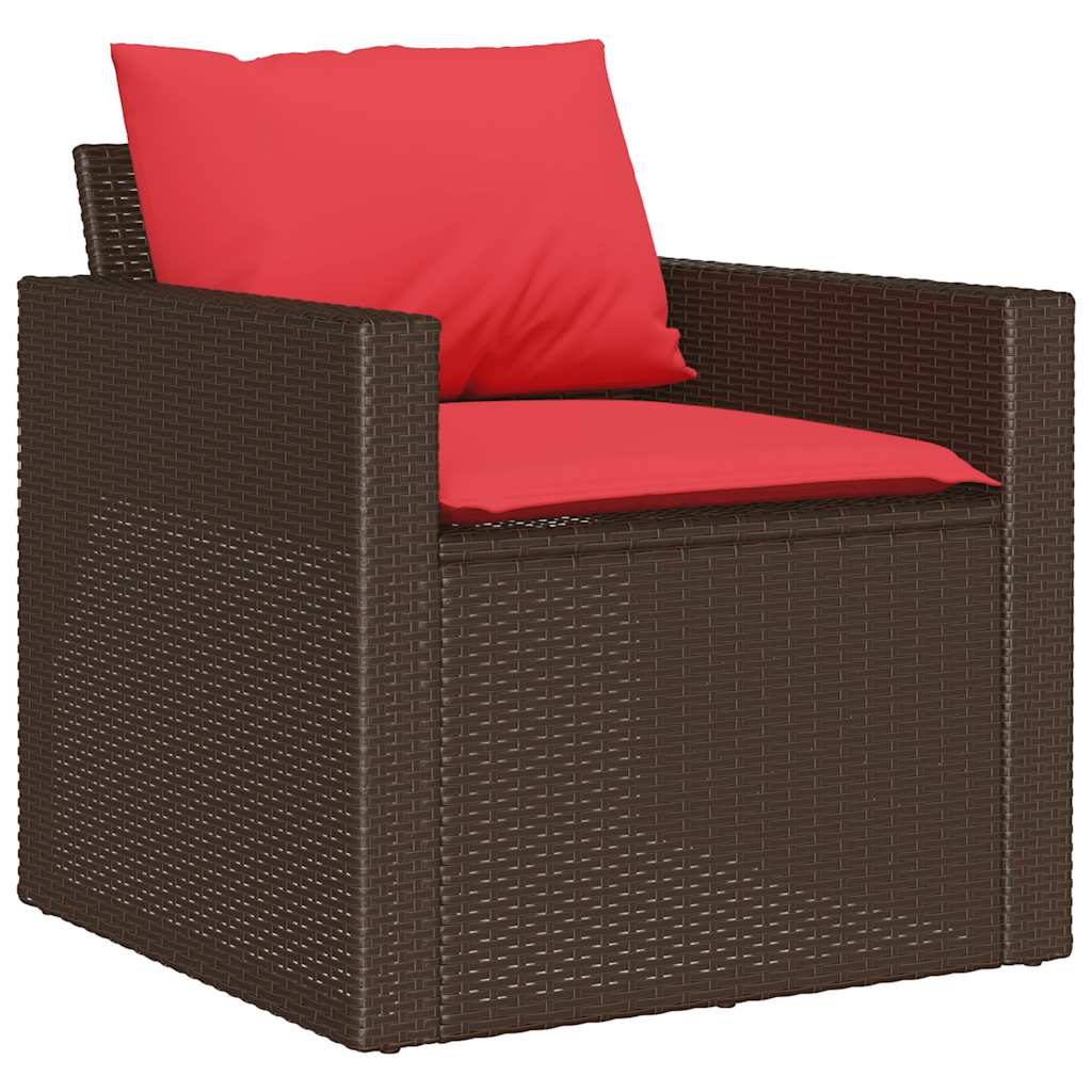Salon de jardin 4 pcs avec coussins marron résine tressée - XIOS