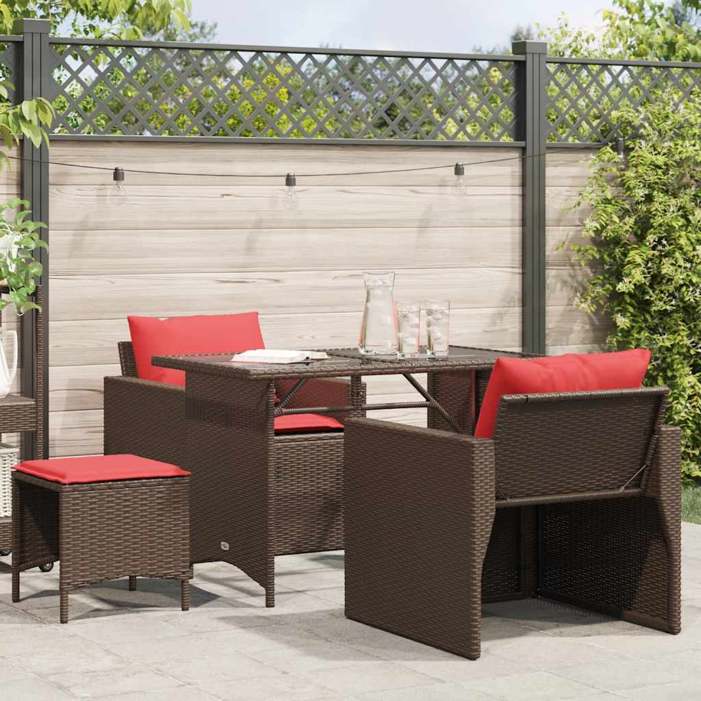 Salon de jardin 4 pcs avec coussins marron résine tressée - XIOS