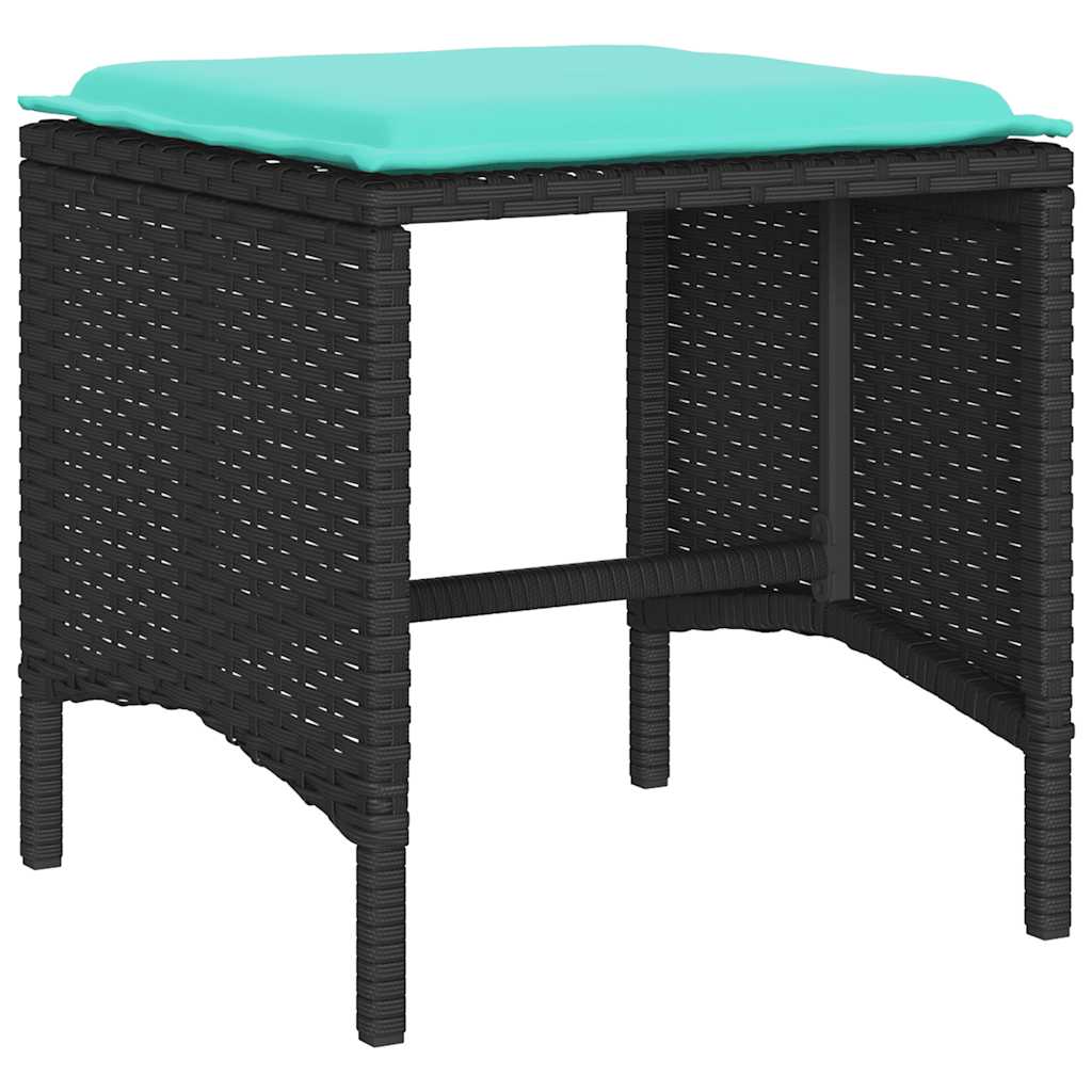 Salon de jardin 4 pcs avec coussins noir résine tressée - XIOS