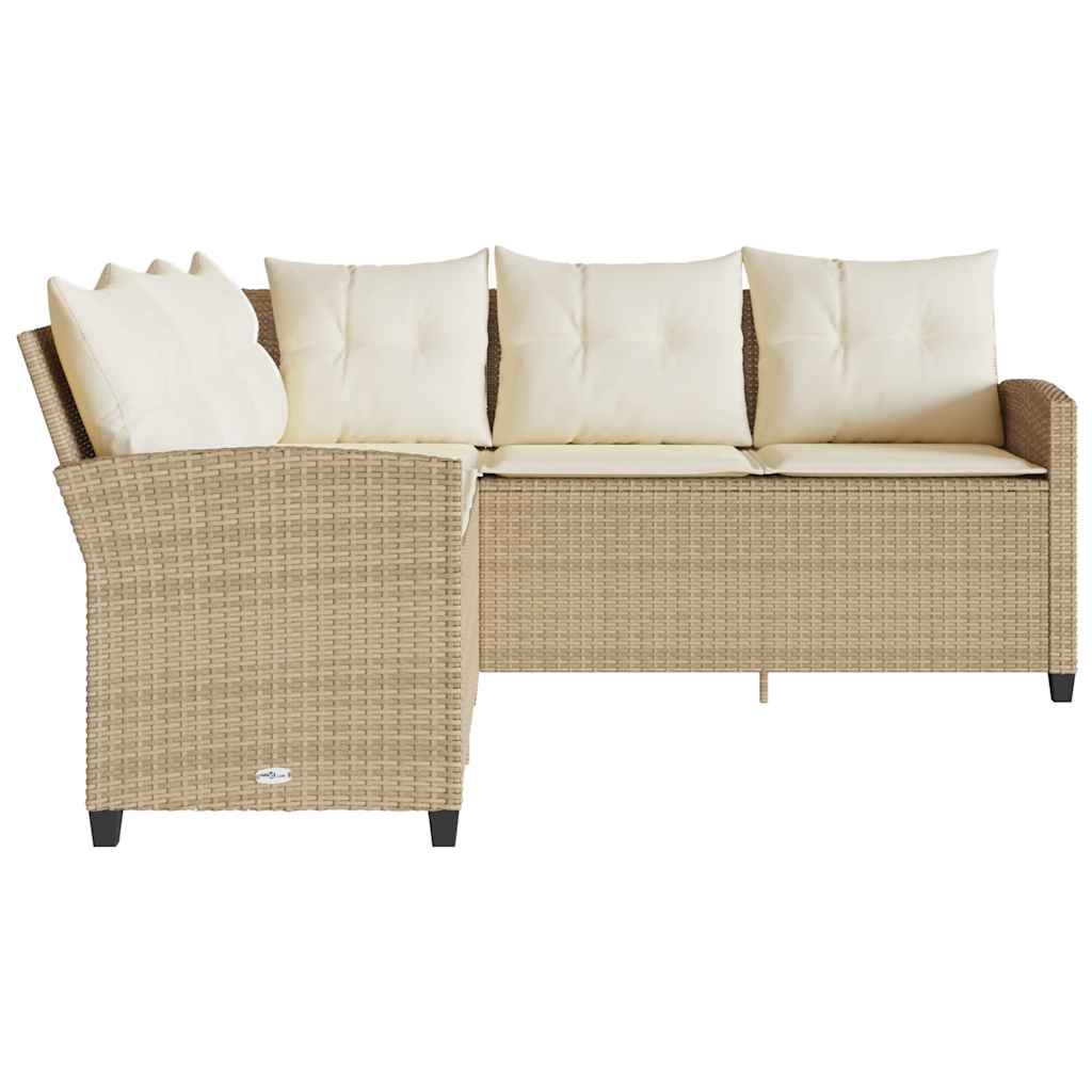 Canapés en forme de L avec coussins beige résine tressée - XIOS