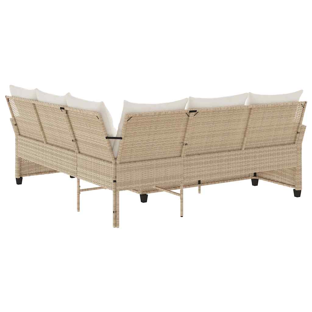 Canapés en forme de L avec coussins beige résine tressée - XIOS